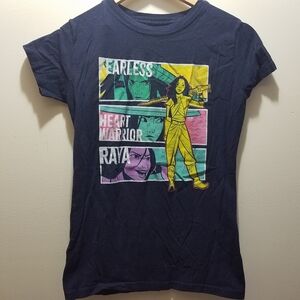Disney Raya & The Last Dragon Fearless Warrior Kids Shirt Navy XL 14/16 Girls